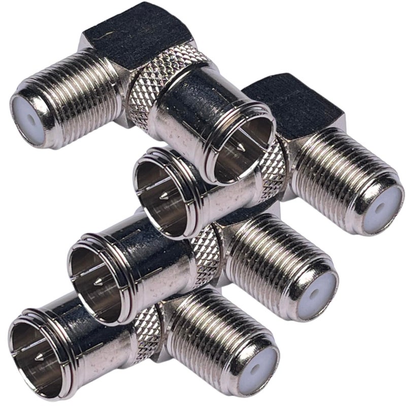 CESS Right Angle Coax F-Jack to F-Quick Push On Plug, Male/Female Adapter - Support Comcast, Time Warner, Cox Communications, Charter Communications, Verizon FiOS, and AT&T (4 Pack) - Image 1